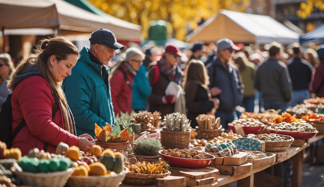 The bustling Holiday Arts and Crafts Festival in Durango, Colorado, features a colorful array of handmade goods and festive decorations