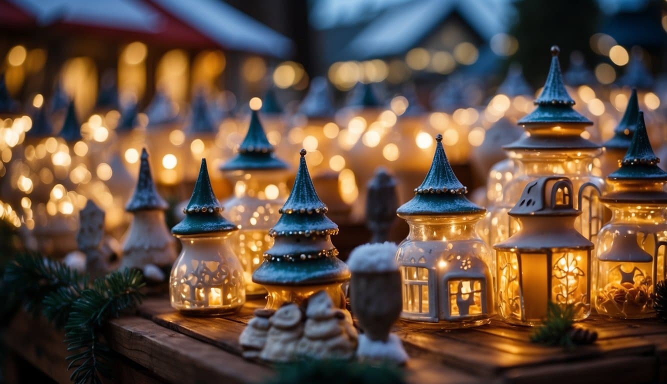 The Corvallis Holiday Market bustles with festive activity, adorned with twinkling lights and colorful decorations, showcasing an array of artisan goods and delectable treats