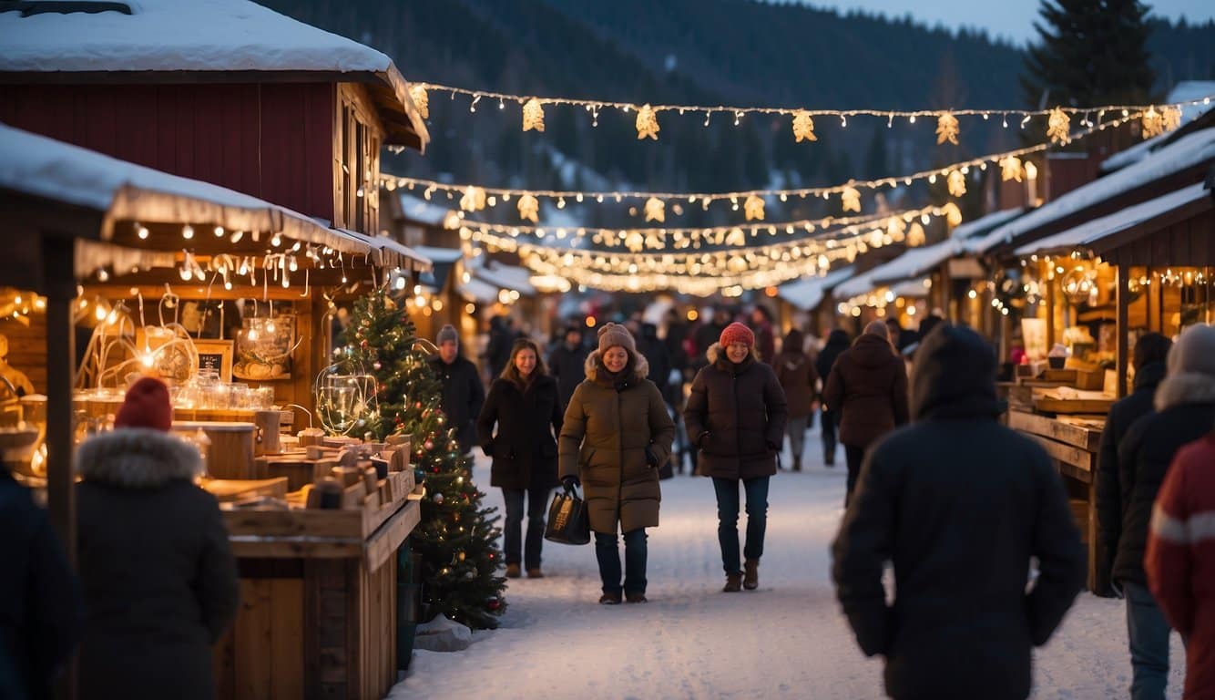 The Livingston Christmas Market in Montana, 2024, is bustling with festive activity. Vendors display their wares in charming wooden stalls adorned with twinkling lights, while visitors wander through the market, sipping on hot cocoa and admiring the holiday