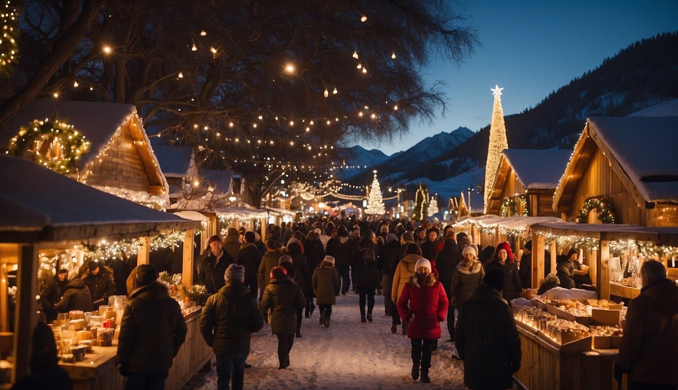 A festive scene at Polson Christmas Event: bustling Christmas markets in Montana, 2024