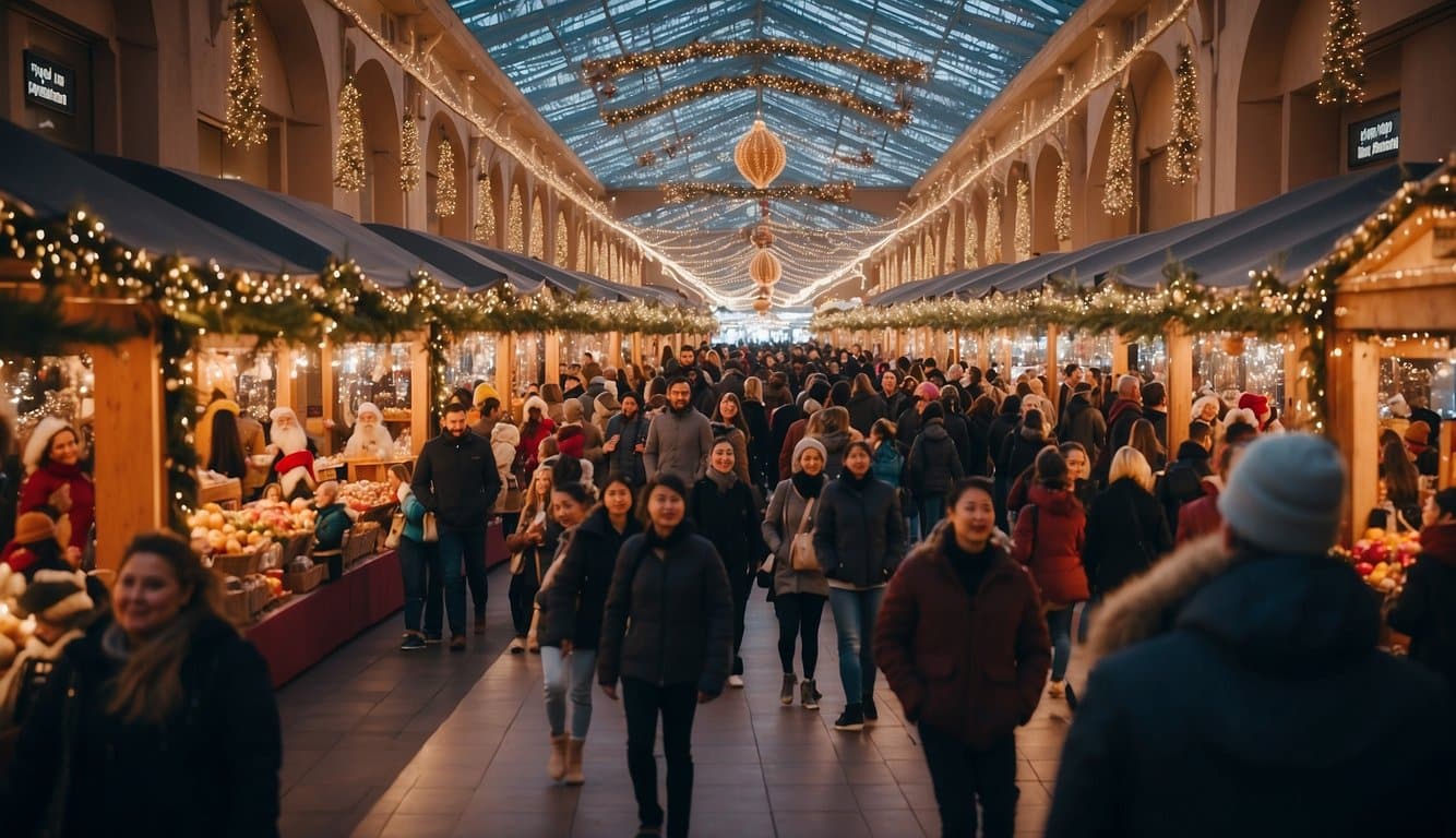 The Carson Mall Holiday Fair is bustling with Christmas markets in Nevada 2024. Festive lights, decorated stalls, and joyful crowds fill the scene