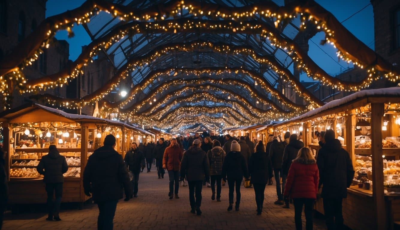 The Aberdeen Christmas market is aglow with colorful lights and festive displays, creating a joyful and magical atmosphere in South Dakota in 2024