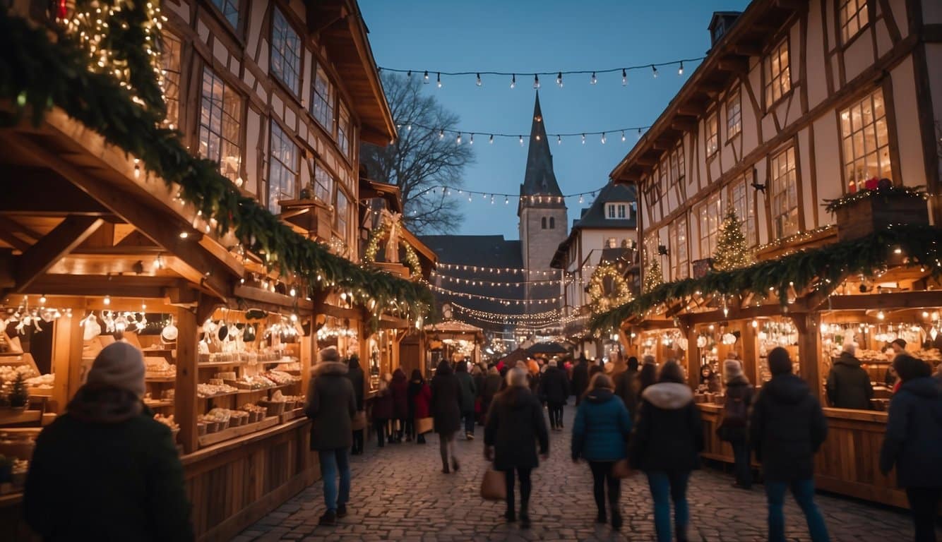 The Carmel Christkindlmarkt bustles with festive activity, as visitors explore charming wooden stalls filled with holiday treats, crafts, and decorations. Twinkling lights and the scent of mulled wine fill the air, creating a cozy and inviting atmosphere