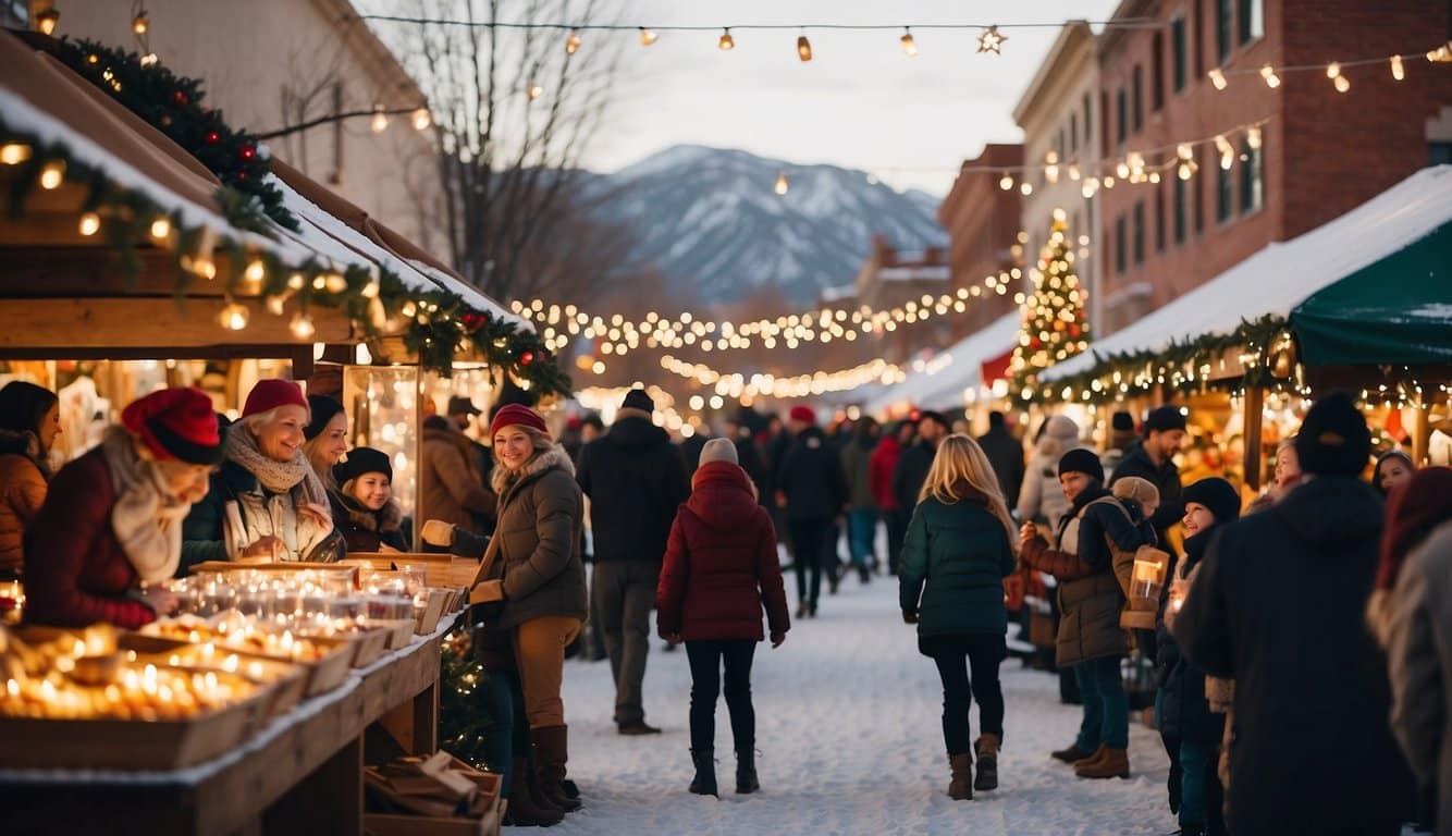 The SLC Winter Farmers Market in Utah is bustling with Christmas markets in 2024. Vendors sell festive goods under twinkling lights and snowy scenery