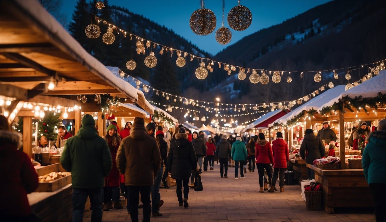 The Redstone Holiday Bazaar in Utah features festive Christmas markets with colorful stalls, twinkling lights, and joyful holiday decorations in 2024