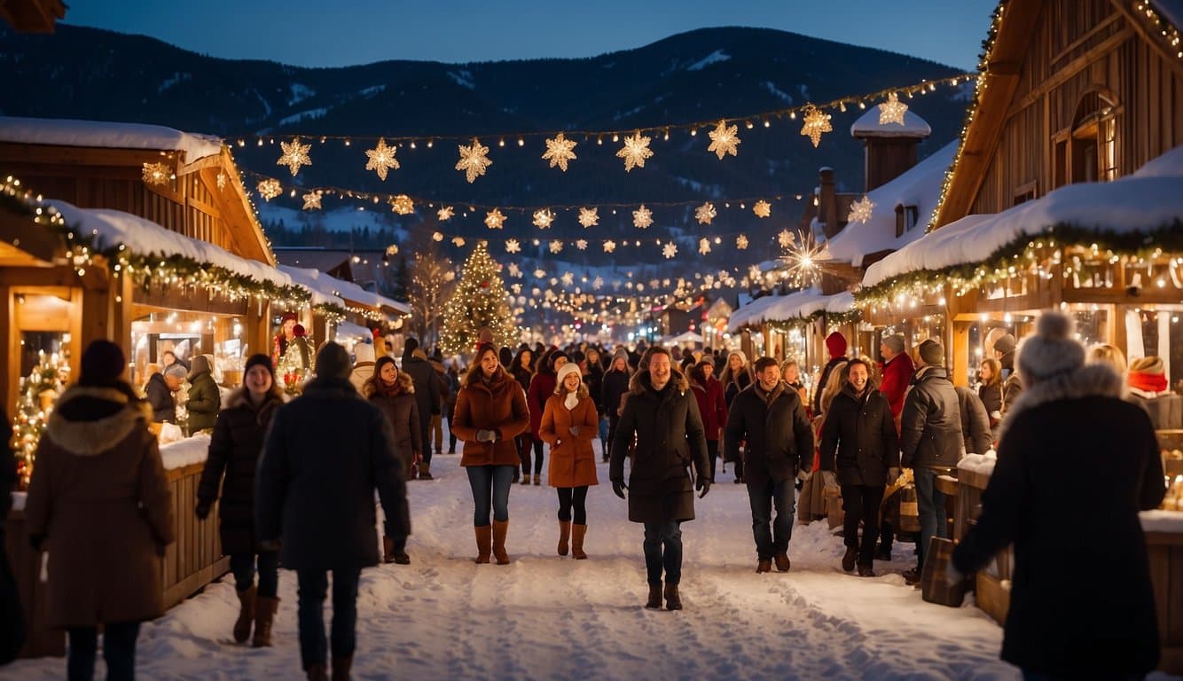 The Magic Valley Holiday Market is bustling with festive activity, as colorful stalls display handmade crafts and delicious treats. The air is filled with the sounds of holiday music and the scent of hot cocoa and cinnamon