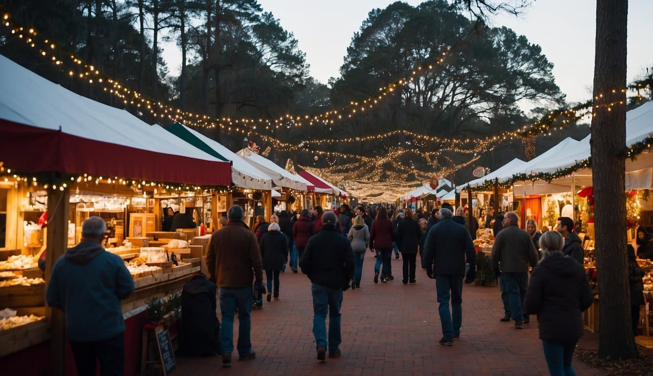 The Birmingham Christmas Village Festival bustles with festive activity, as colorful stalls line the streets, offering an array of goods. Twinkling lights and holiday decorations create a merry atmosphere