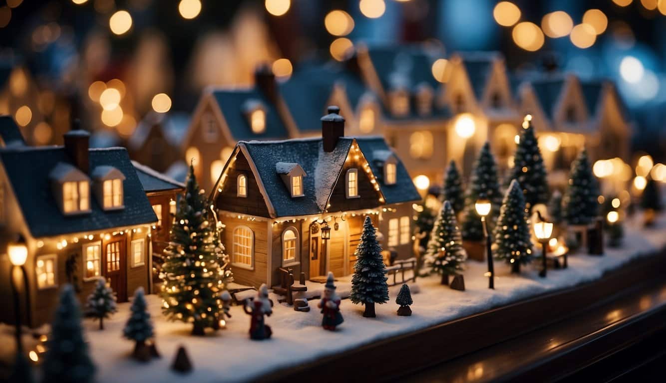 A festive Christmas village with decorated stalls and twinkling lights at Torrington Historical Society, Connecticut