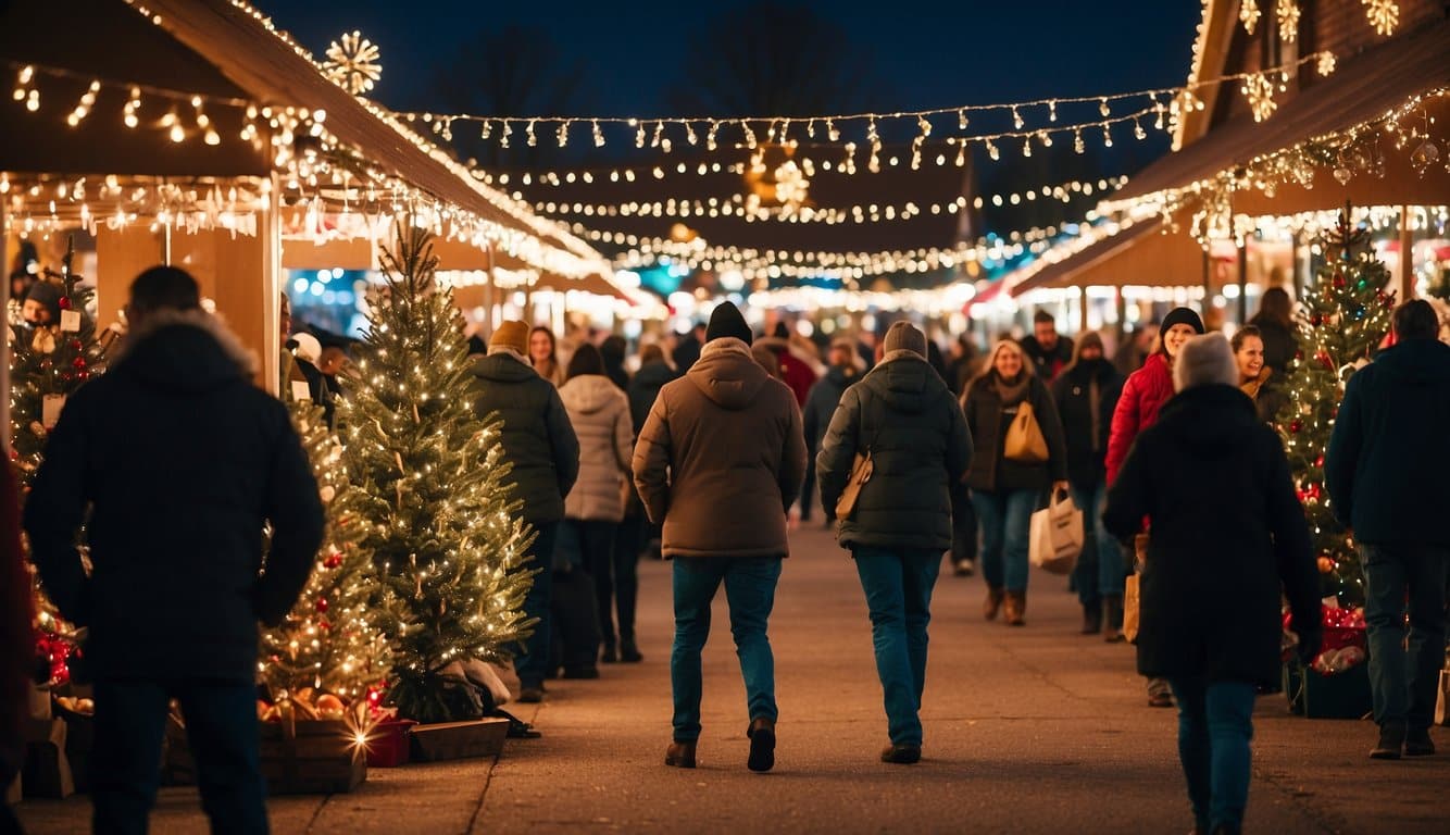 The Saline County Christmas Market bustles with festive activity, as vendors display colorful wares and visitors enjoy the merry atmosphere. Twinkling lights and holiday decorations adorn the market, creating a cheerful and inviting scene for all