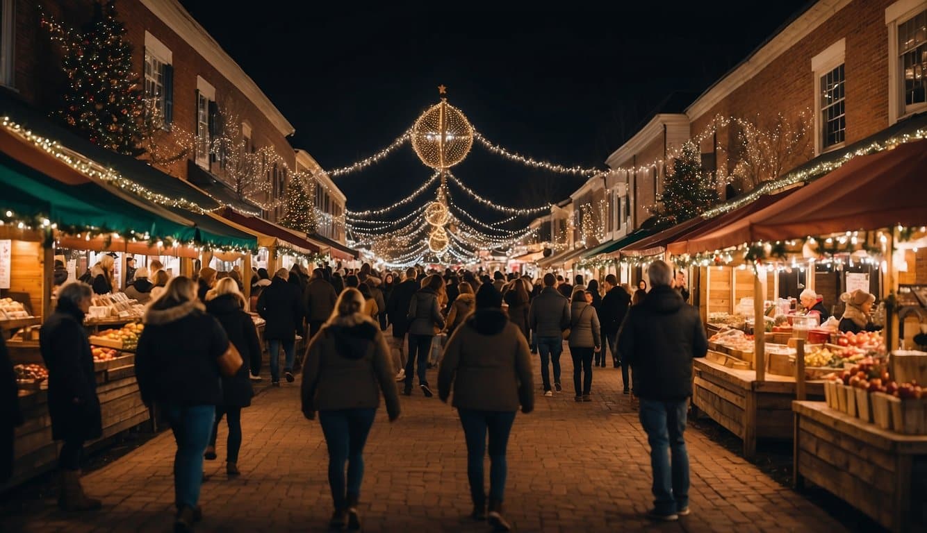 The Rehoboth Beach Christmas Village bustles with festive Christmas markets in Delaware 2024. Twinkling lights, colorful stalls, and joyful carolers create a magical holiday atmosphere