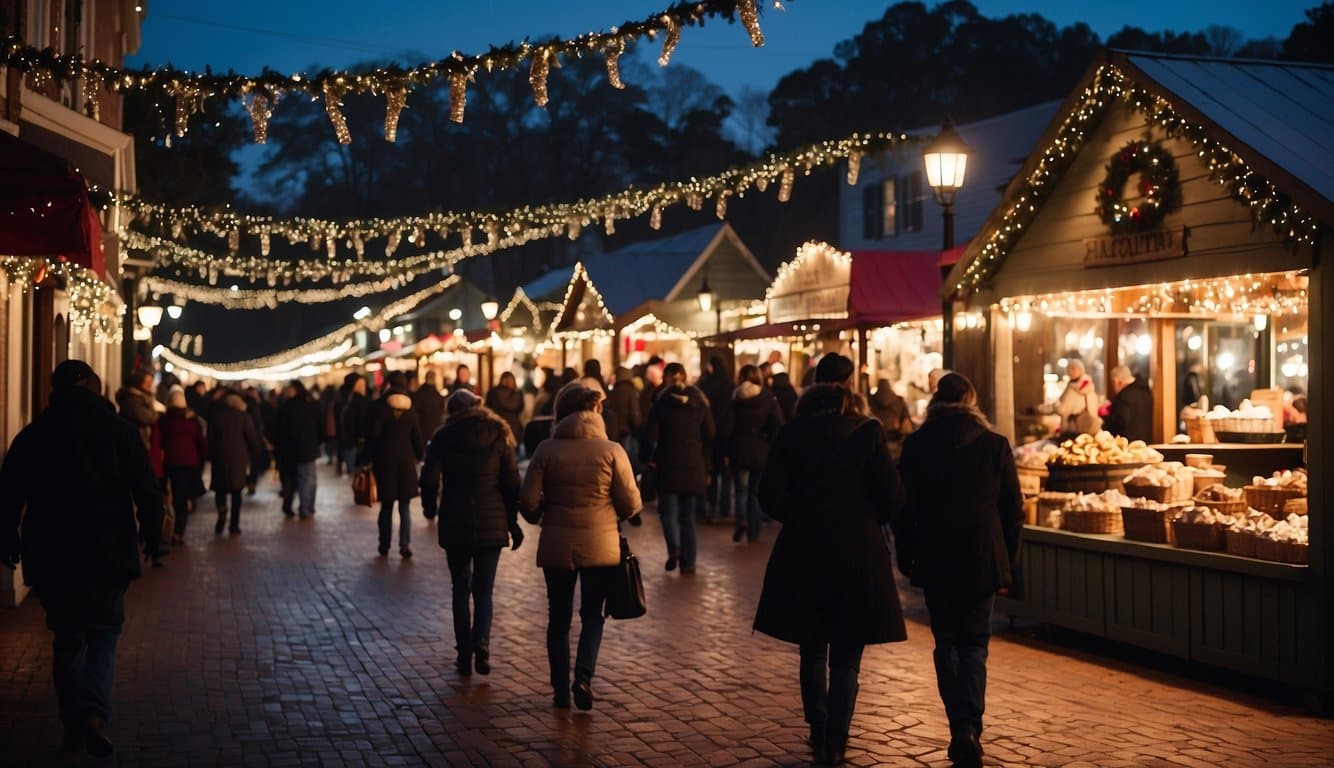 The Augusta Christmas Market in Georgia, USA in 2024 is bustling with vendors selling festive goods and visitors enjoying holiday music and decorations