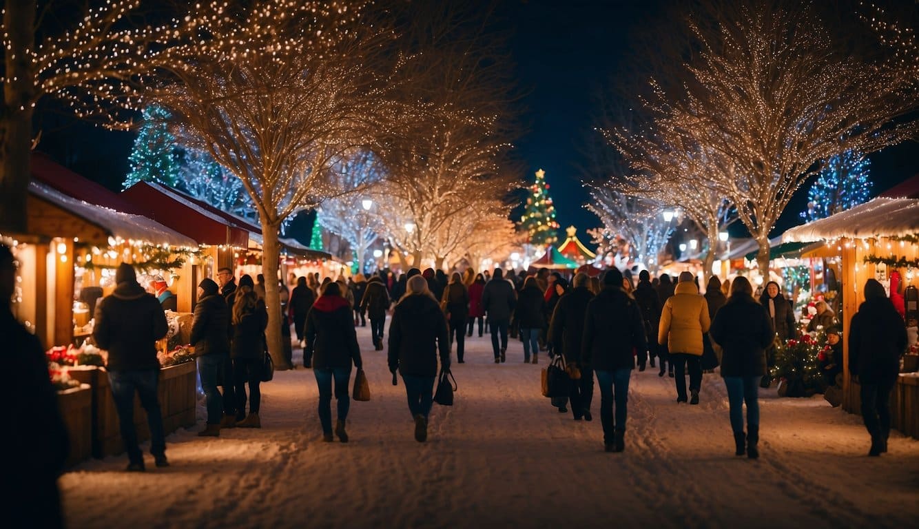 The Festival of Trees and Lights in Cedar Rapids Christmas Markets, Iowa 2024, features a colorful array of festive trees, twinkling lights, and bustling market stalls