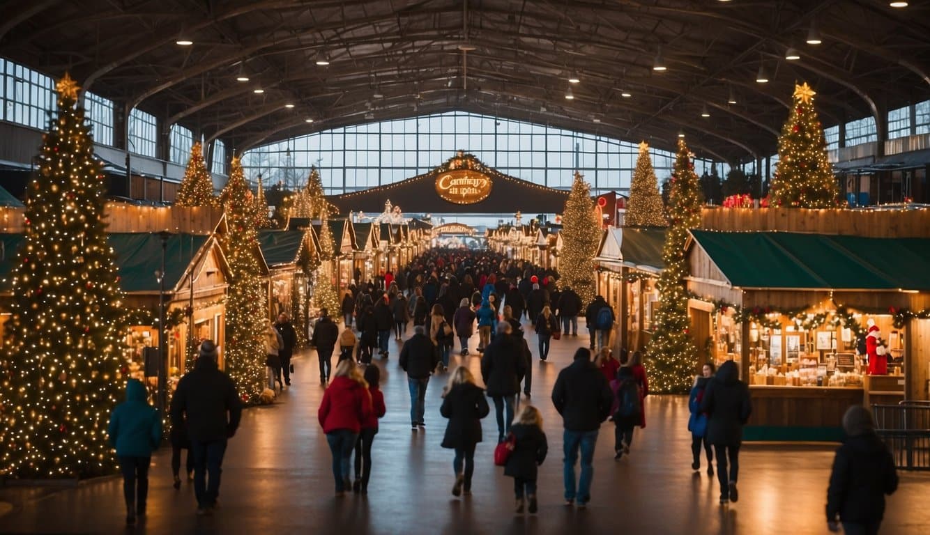 The holiday expo at Canterbury Park is bustling with Christmas markets, filled with festive decorations and twinkling lights, creating a merry and enchanting atmosphere