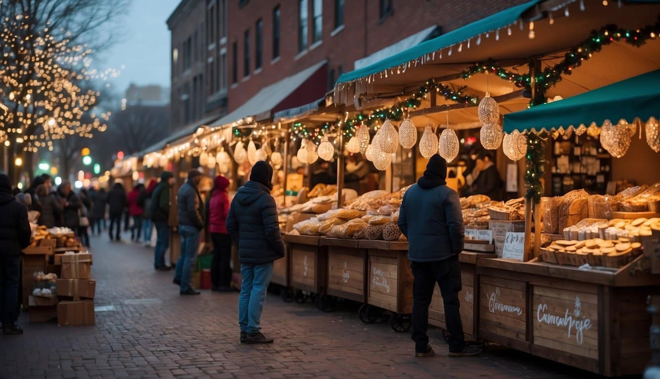 Colorful stalls line Cherokee Street, adorned with twinkling lights and festive decorations. The air is filled with the scent of cinnamon and roasting chestnuts, as visitors browse through unique handmade gifts and sample delicious holiday treats