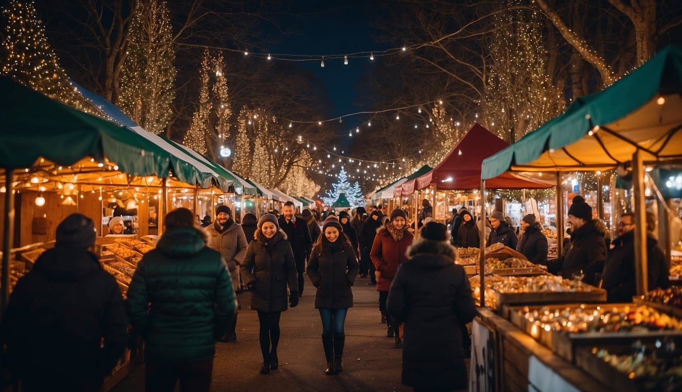 The Brooklyn Holiday Bazaar Christmas Markets in New York 2024 buzz with festive energy as vendors display colorful goods under twinkling lights