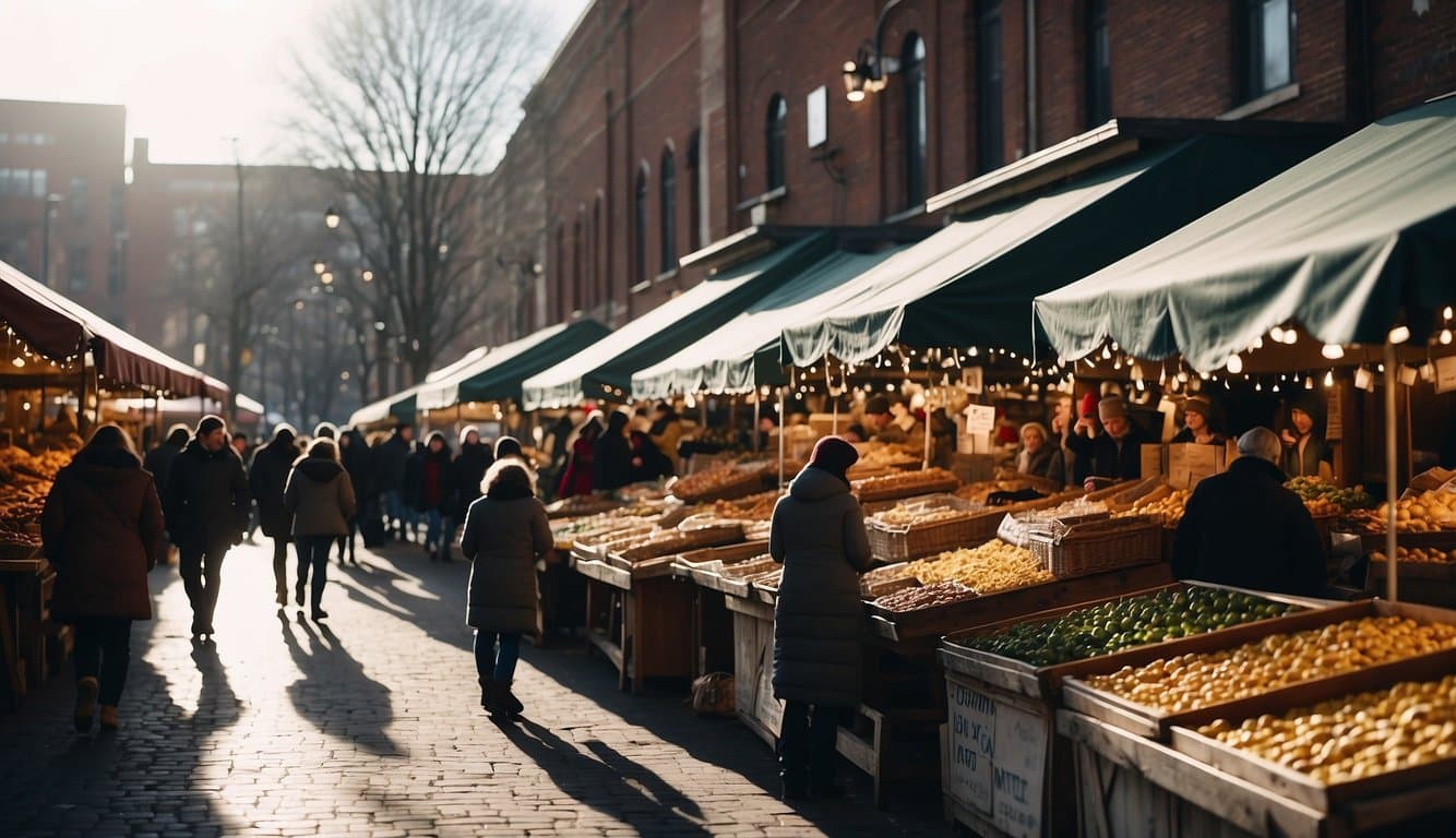 The Parma Winter Market in Ohio is bustling with festive activity. Colorful stalls line the streets, filled with holiday decorations, handmade crafts, and delicious treats. The air is filled with the scent of cinnamon and roasting chestnuts, and joyful music