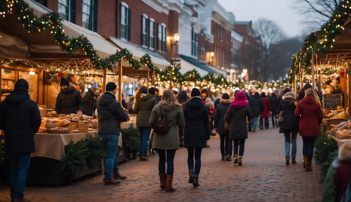 The Christmas Village at CityCenterDC is bustling with festive market stalls, twinkling lights, and holiday decorations, creating a cozy and joyous atmosphere for visitors to enjoy