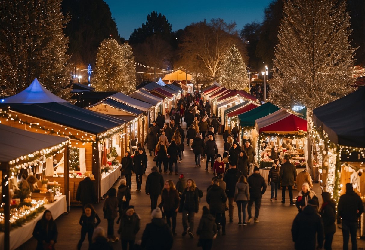 The Sacramento Holiday Craft Market bustles with festive stalls and twinkling lights, showcasing the top 10 Christmas markets in California