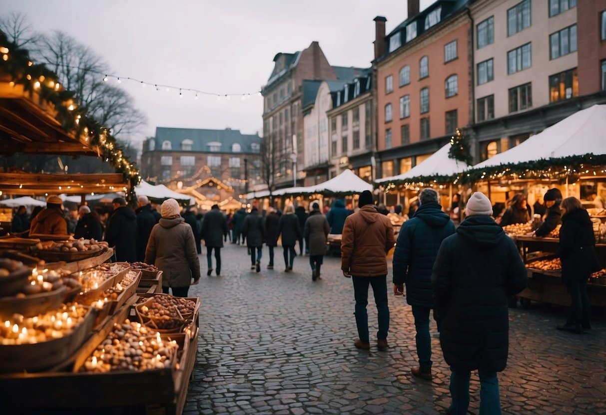 The Chriskindlmarkt in Knoxville bustles with festive stalls and twinkling lights, as visitors browse handmade crafts and savor the aroma of mulled wine and roasted chestnuts