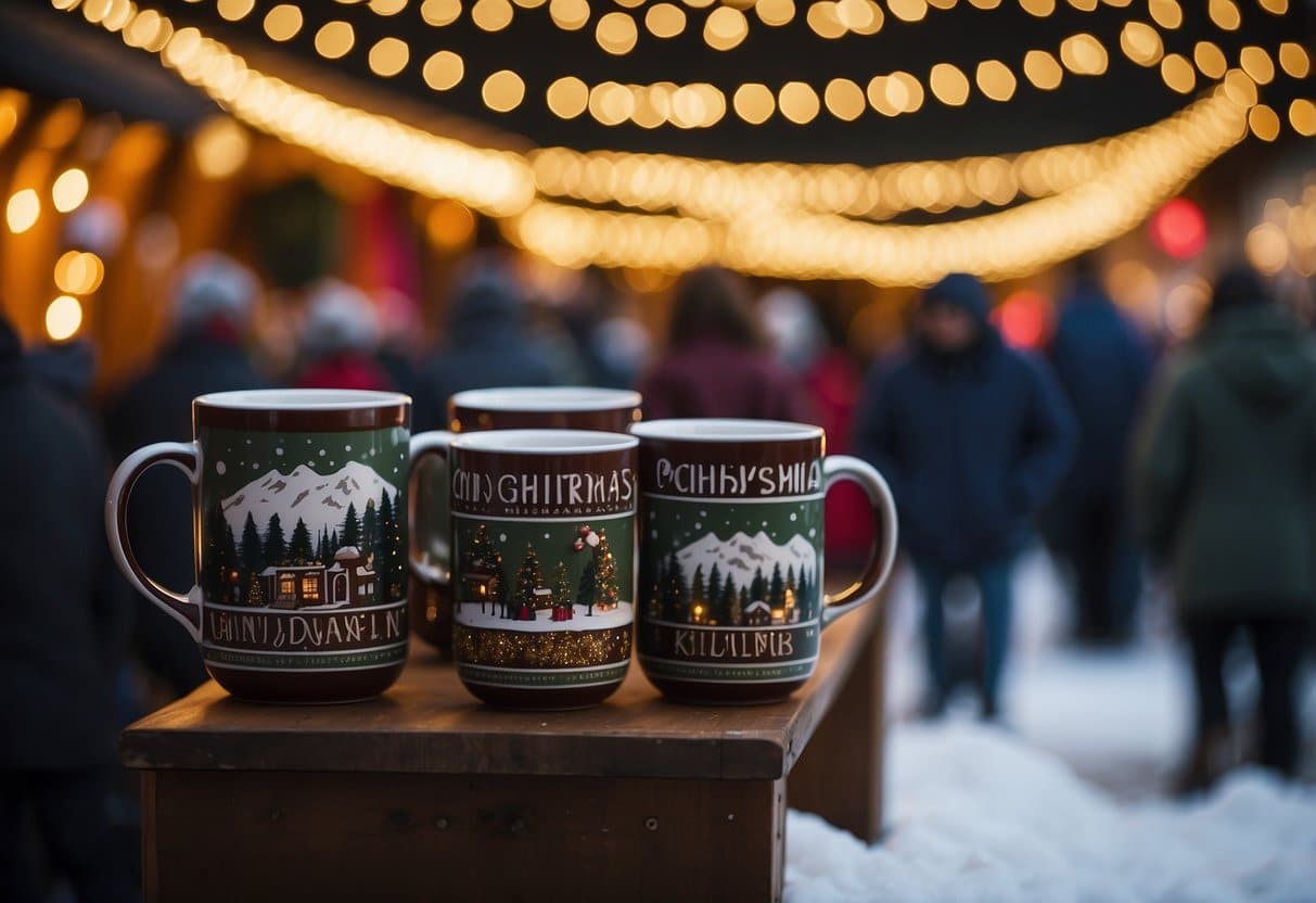 Crowds browse festive stalls amid twinkling lights and holiday decorations at Pennsylvania's top Christmas markets. Glühwein steams in mugs, while vendors sell handcrafted gifts and seasonal treats