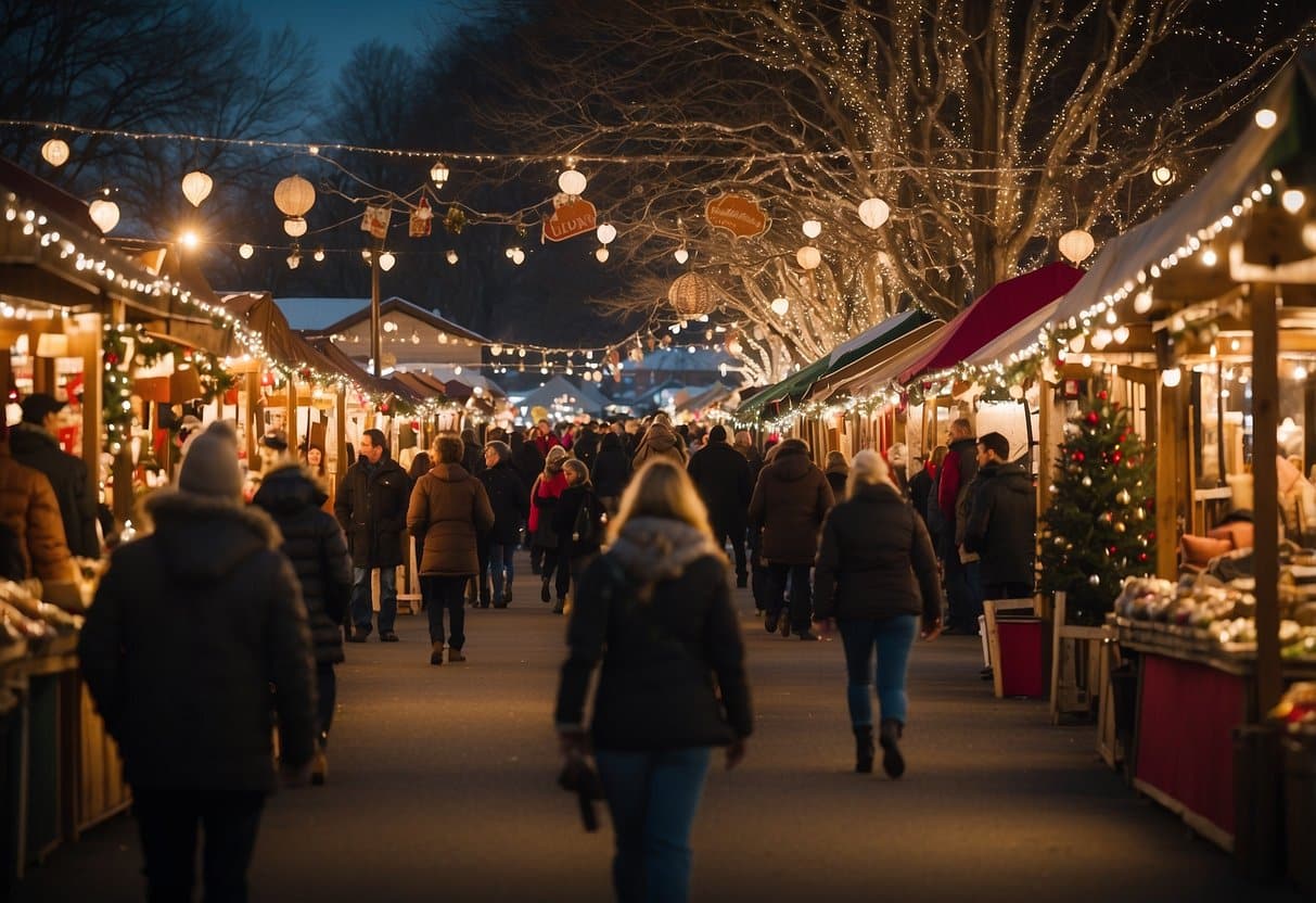 The Salem Holiday Market at the Fairgrounds bustles with festive stalls and twinkling lights, offering a cozy and cheerful atmosphere for visitors to explore and shop