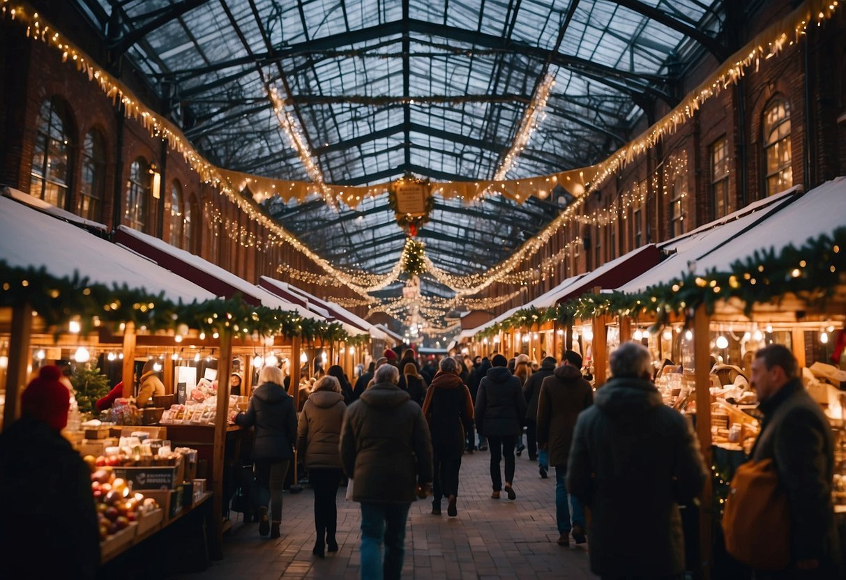 The Columbus Christmas Market bustles with festive stalls and twinkling lights, as visitors browse through a variety of holiday gifts and treats