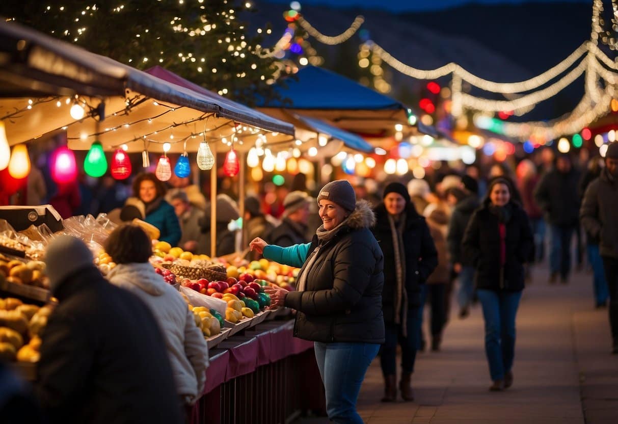 The Festival of Lights in Colorado Springs features colorful market stalls and twinkling lights, creating a festive atmosphere for visitors to enjoy