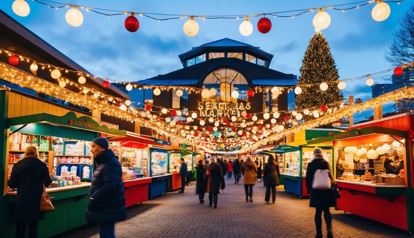 Christmas Markets in the US 2025: Best Festive Destinations and Dates 2 A festive Christmas market with colorful stalls and twinkling lights in Seattle, WA