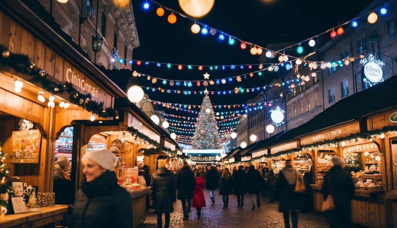 Christmas Markets in the US 2025: Best Festive Destinations and Dates 15 A bustling Christmas market with traditional wooden stalls and festive decorations in Cincinnati, Ohio