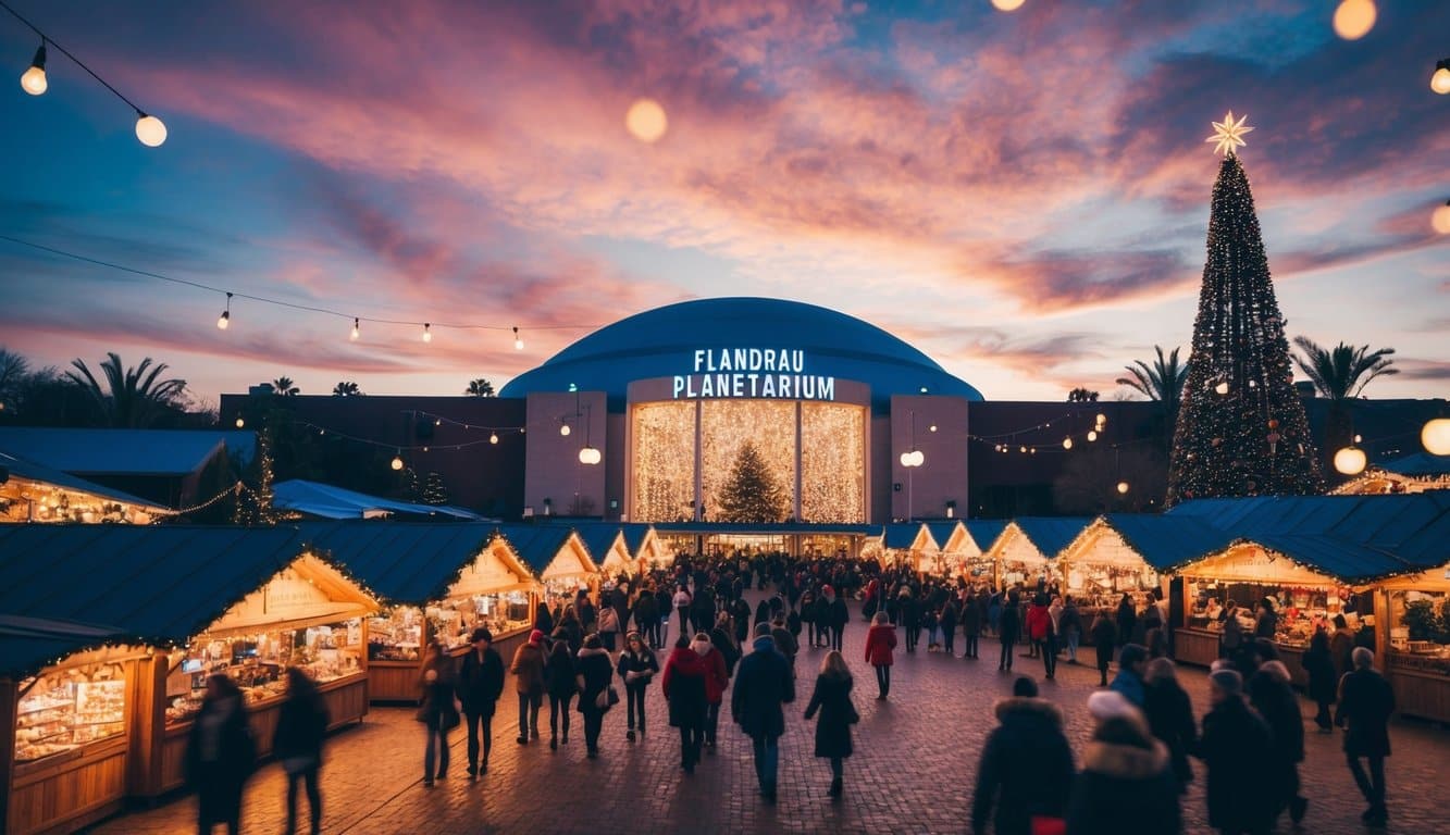 Christmas Markets Arizona 2025 Ultimate Guide to Festive Events, Lights & Holiday Shopping 4 The Flandrau Planetarium glows with festive lights, surrounded by bustling Christmas markets in Arizona