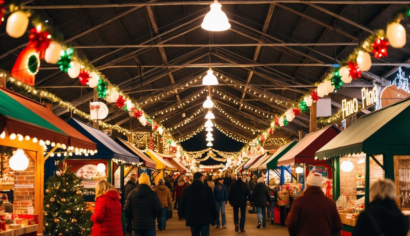 Christmas Markets Texas 2025: Top 50 Festive Destinations 4 A bustling Christmas market in Plano, Texas, with colorful stalls, twinkling lights, and festive decorations, creating a warm and inviting atmosphere