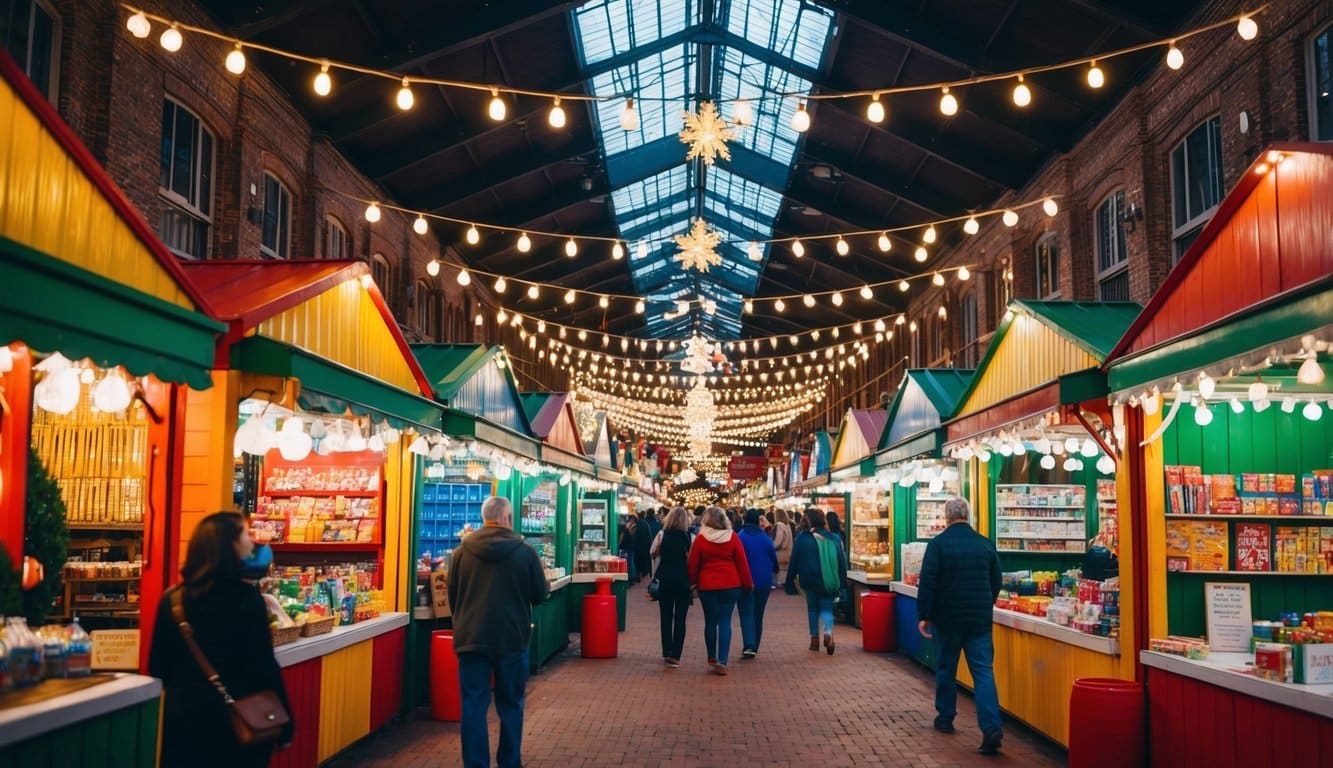 Christmas Markets Texas 2025: Top 50 Festive Destinations 3 A bustling holiday market in Houston, Texas, with colorful stalls, twinkling lights, and festive decorations