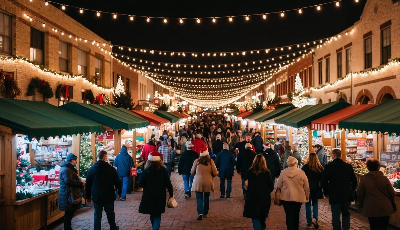 Christmas Markets Texas 2025: Top 50 Festive Destinations 8 A festive Christmas market in Corpus Christi, Texas, bustling with vendors and visitors, adorned with twinkling lights and holiday decorations