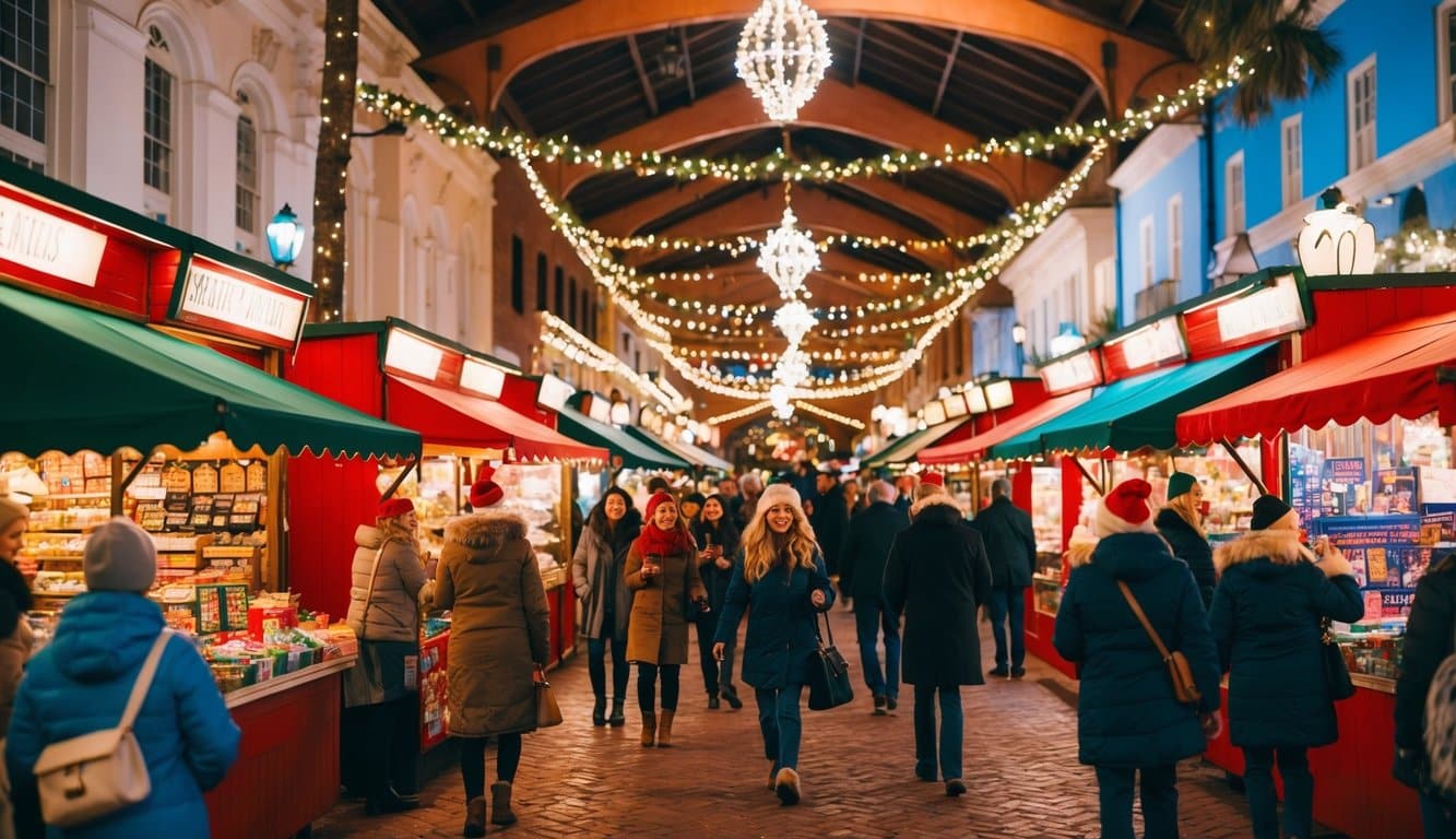 Christmas Markets Florida 2025: Festive Holiday Destinations Across the Sunshine State 3 A bustling Christmas market in Florida, 2025, filled with colorful stalls, twinkling lights, and joyful visitors