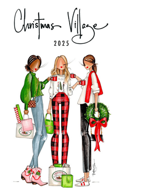 You won't Want To Miss Tennessee’s Most Magical Christmas Markets and Holiday Fairs for 2025 5 Three women in festive outfits hold mugs and shopping bags, one holds a wreath. Text above reads "Christmas Village 2025.