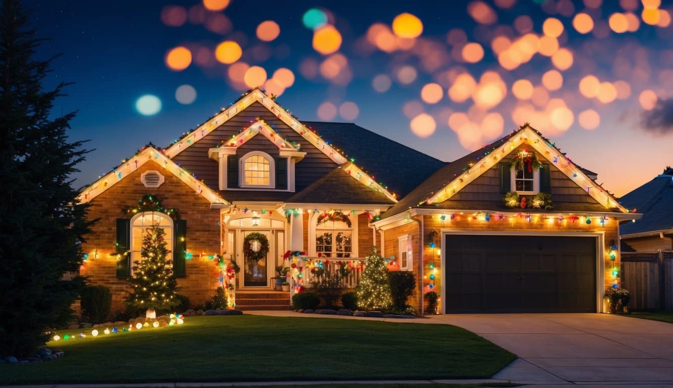 Best Christmas Light Displays Illinois 2025: Top 20 Festive Spots to Visit 4 A cozy suburban home adorned with colorful Christmas lights and decorations, illuminating the night sky with a warm and festive glow