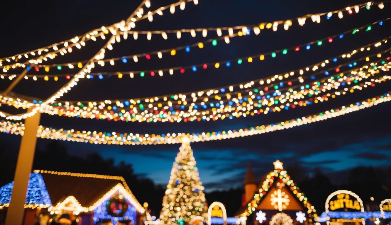 Best Christmas Light Displays Indiana 2025: Must-See Holiday Attractions 8 A festive display of twinkling lights and colorful decorations, illuminating the night sky in Santa Claus Land of Lights