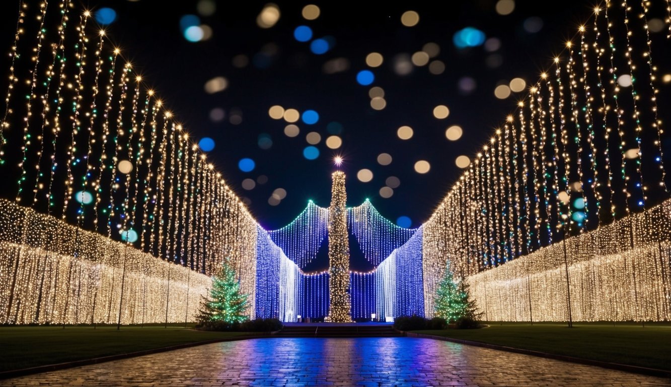 Best Christmas Light Displays Iowa 2025: Top Must-See Holiday Shows 8 A grand display of twinkling lights, cascading colors, and synchronized patterns illuminates the night sky, creating a mesmerizing Symphony of Lights in Clinton, Iowa