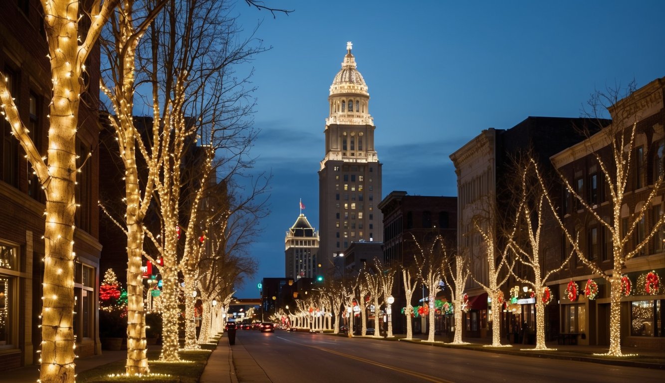 Best Christmas Light Displays Iowa 2025: Top Must-See Holiday Shows 12 A festive display of twinkling lights adorning trees, buildings, and festive decorations lining the streets of Des Moines, Iowa