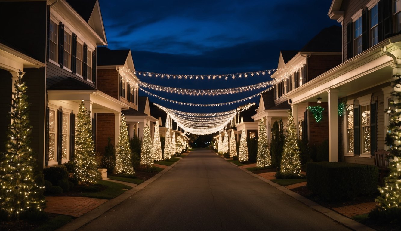 Best Christmas Light Displays Iowa 2025: Top Must-See Holiday Shows 14 A cozy neighborhood street lined with dazzling Christmas light displays, illuminating the night with a festive holiday sparkle