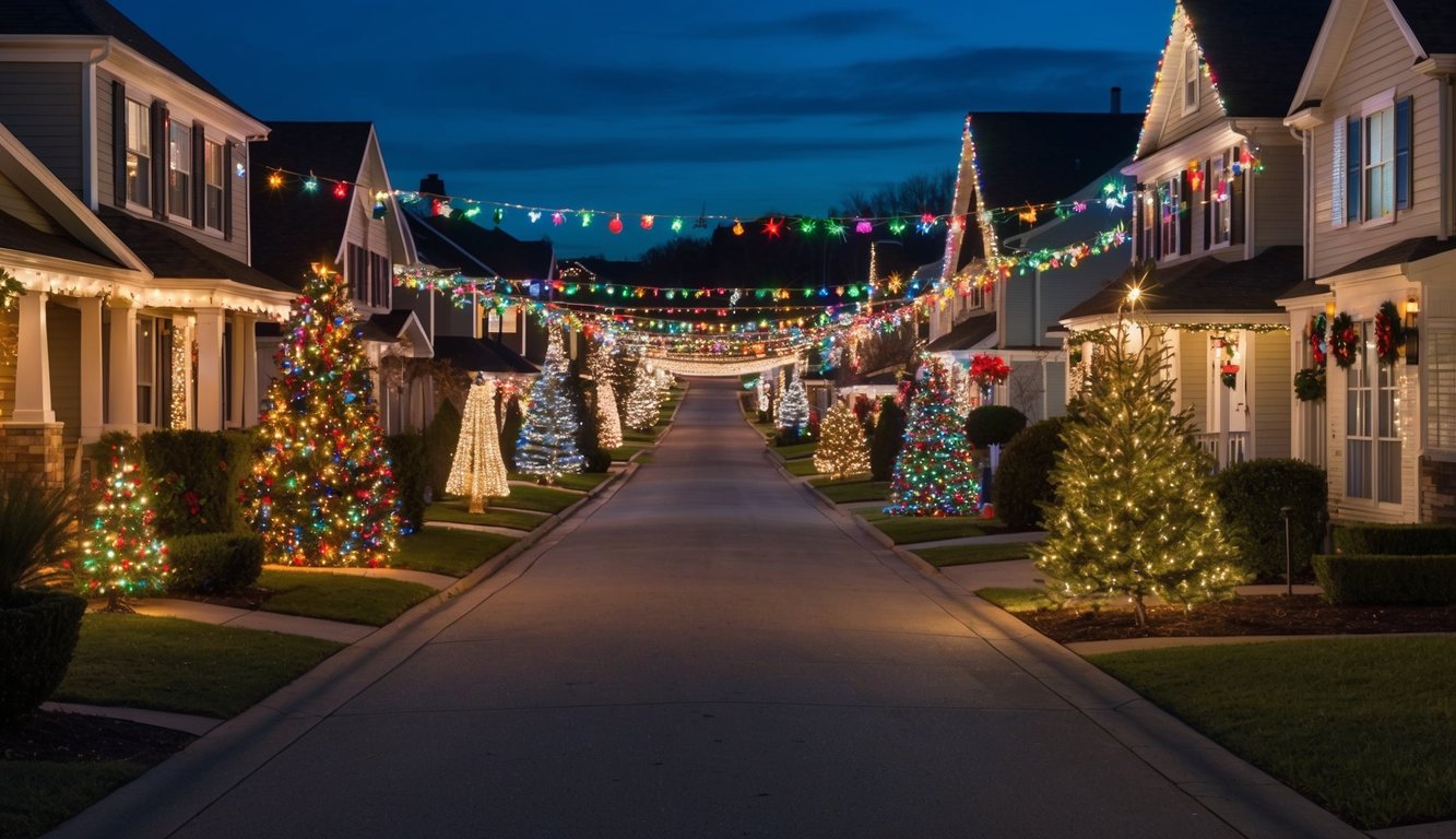 Best Christmas Light Displays Illinois 2025: Top 20 Festive Spots to Visit 10 A cozy suburban street lined with colorful, twinkling Christmas lights and festive decorations, creating a magical holiday display