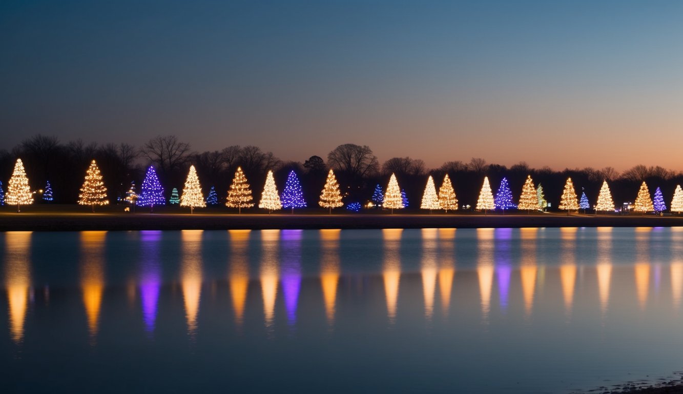 Best Christmas Light Displays Illinois 2025: Top 20 Festive Spots to Visit 2 A serene lakeshore illuminated by dazzling Christmas light displays in Illinois