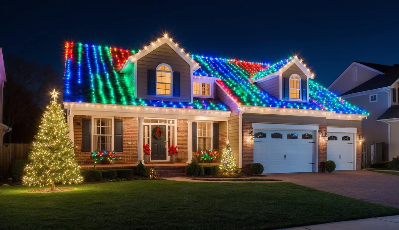 Best Christmas Light Displays Illinois 2025: Top 20 Festive Spots to Visit 4 A house with colorful lights covering the roof, windows, and yard, creating a mesmerizing display of Christmas cheer