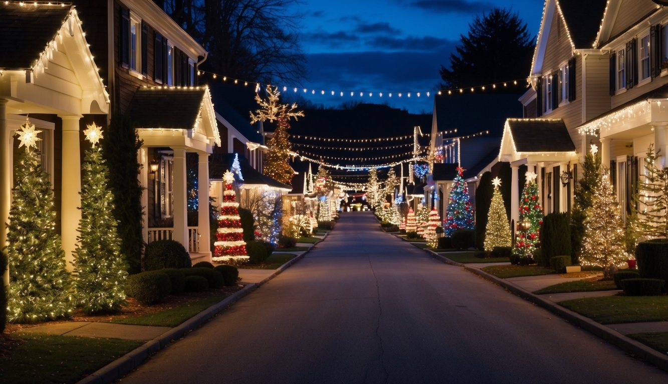 Best Christmas Light Displays Illinois 2025: Top 20 Festive Spots to Visit 10 A cozy suburban street lined with elaborate Christmas light displays, illuminating the night with twinkling colors and festive decorations