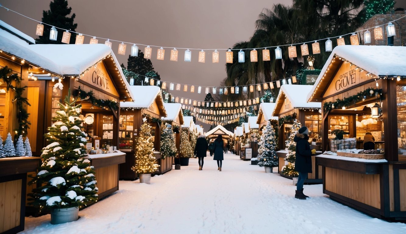 Christmas Markets Southern California 2025: Top 50 Festive Holiday Events and Locations 4 Snow-covered market stalls, twinkling lights, and festive decorations create a magical winter scene at The Grove Christmas Markets in Southern California 2025