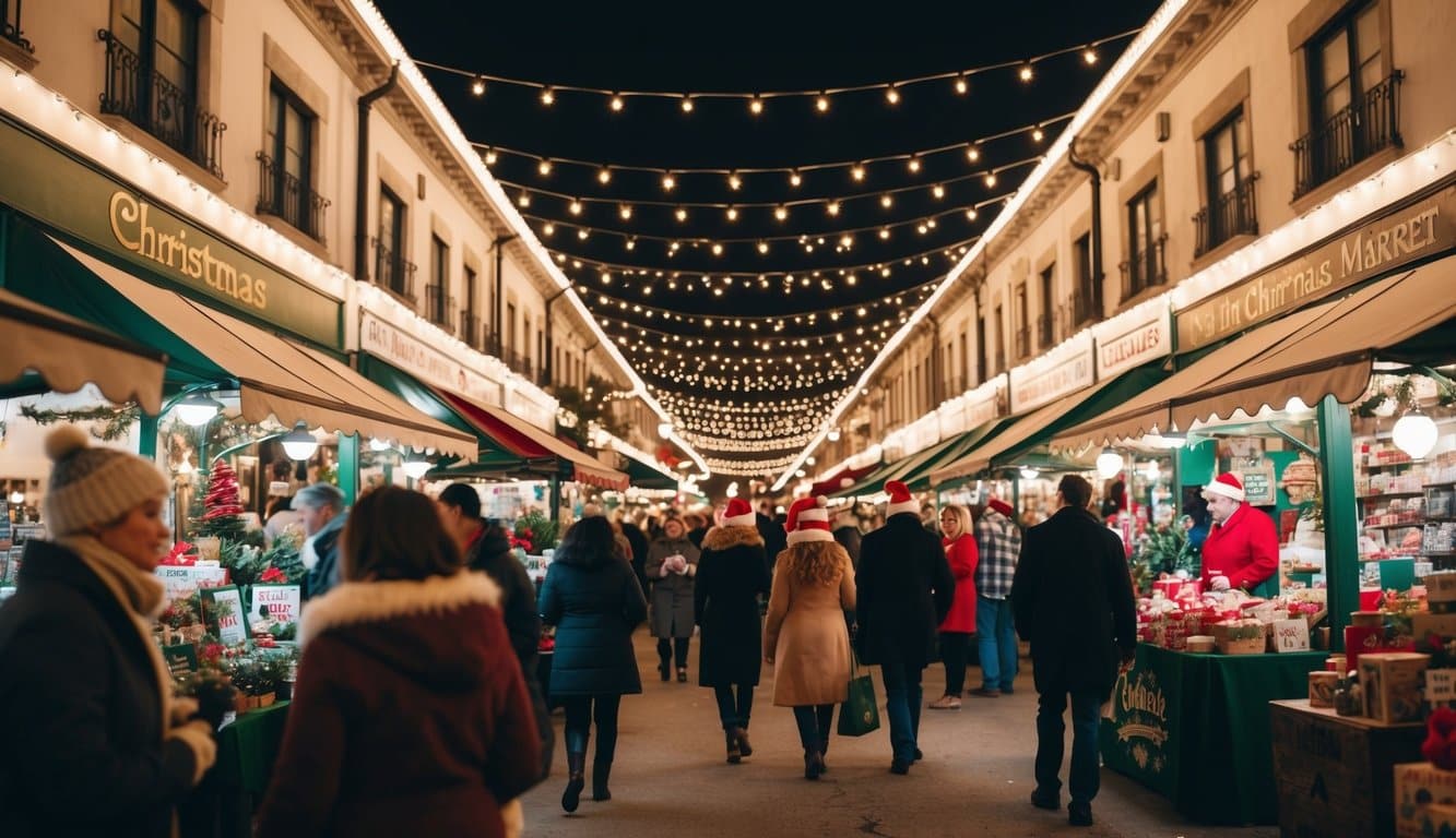 Christmas Markets Southern California 2025: Top 50 Festive Holiday Events and Locations 9 A bustling vintage holiday market in Southern California, adorned with festive lights and filled with vendors selling unique Christmas goods