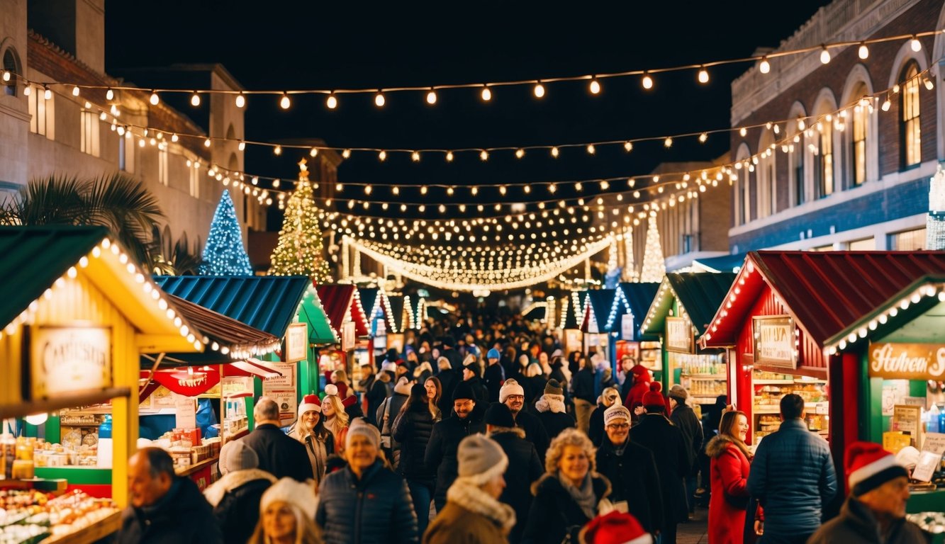 Christmas Markets Southern California 2025: Top 50 Festive Holiday Events and Locations 10 A festive holiday market with colorful stalls, twinkling lights, and bustling crowds in Southern California