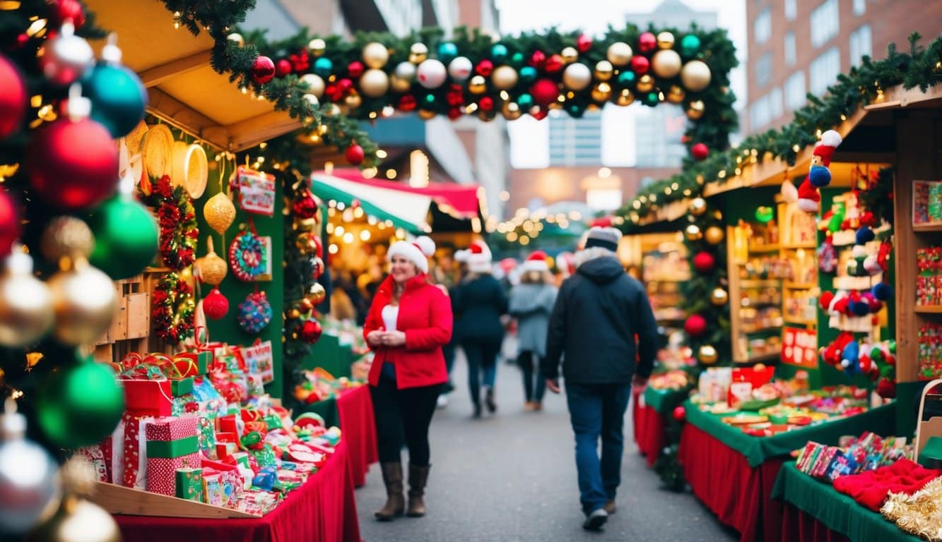 Christmas Markets Washington State 2025: Top 50 Festive Events and Holiday Fairs 1 A festive scene at a Christmas market in Seattle, with colorful handmade crafts and holiday decorations on display