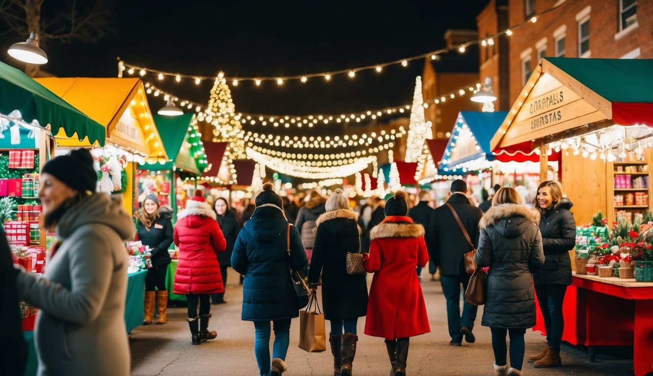 Christmas Markets Minnesota 2025: Top 50 Festive Markets to Visit 8 A festive holiday market in Northeast Minneapolis, Minnesota, with colorful stalls, twinkling lights, and cheerful shoppers browsing for unique Christmas gifts