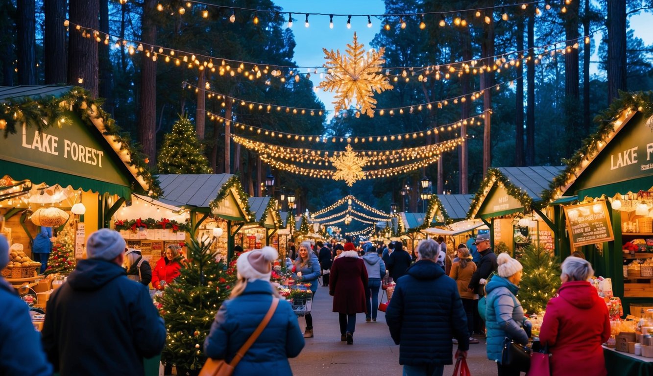 Christmas Markets Southern California 2025: Top 50 Festive Holiday Events and Locations 5 A bustling holiday market at Lake Forest, Southern California, in 2025, filled with festive decorations, twinkling lights, and vendors selling seasonal goods